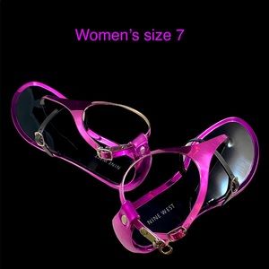 💜NEW💜 Nine West Metallic Purple Sandals Women’s size 7